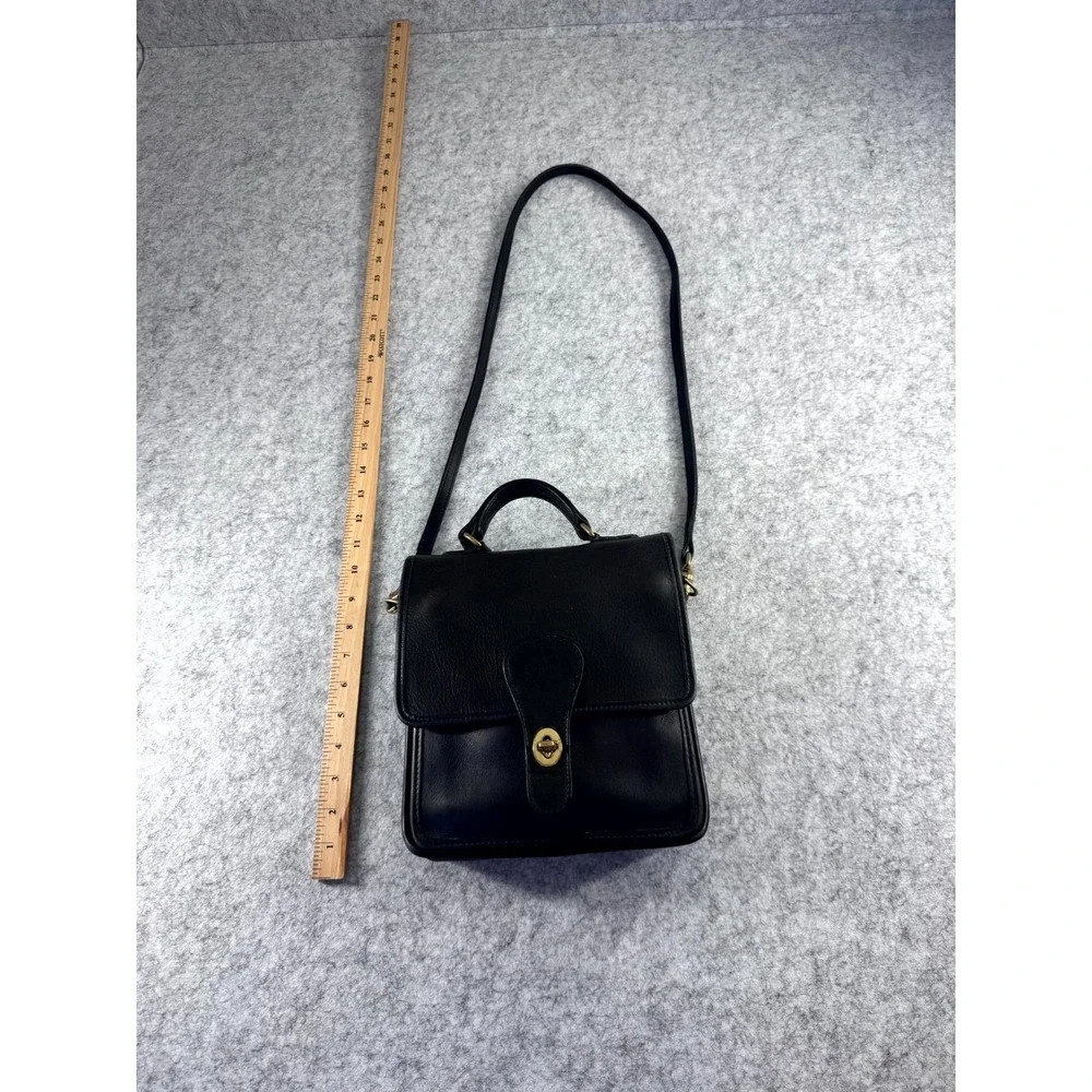 Vintage Coach Willis Top Handle cross Bag Women's Black Leather Inner Pockets